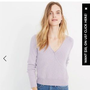 Madewell Purple Wrap-Front Pullover Sweater XXS